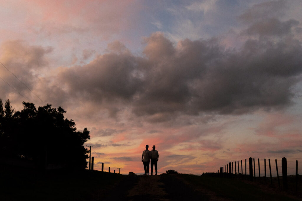 sunset photo of two men on their wedding day in Auckland