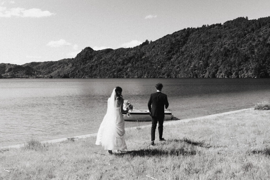 Boat ride wedding at Lake Okareka in Rotorua